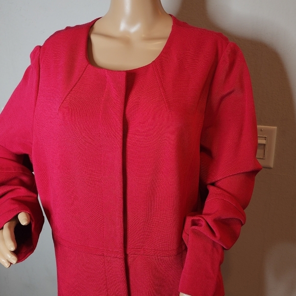 Chico's Stretch Knit Red Jacket. Size 3 (XL). Pockets. Hidden Snap buttons. - Picture 10 of 16